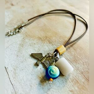 White quartz and Holy Spirit charm Pendant Necklace